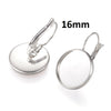 E384 - 10 pcs. 304 Stainless Steel Earring Clips Settings Lever Back Bezels Cabochons - 16mm Glue Pad Setting