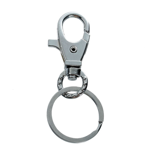 CL088 - 10 pcs. Silver Tone Lobster Swivel Clasp and Key Ring - 73mm (2 7/8") x 15mm (5/8") - Claw Clasps - 25mm Key Ring Diameter (1 inch)