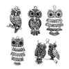 P608 - 5pcs. Antique Silver Owl Assortment Charms Pendants - 37mm (1.46") - LARGE
