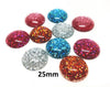 CA625 - 10 pcs Druzy Resin Embellishment Cabochons - 25mm (1 inch) - Glitter Style - Assortment - Solid
