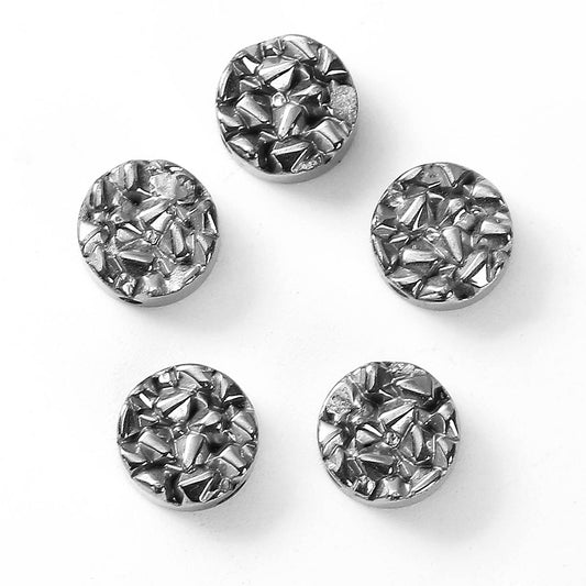 CA510 - 10 pcs. Druzy Synthetic Hematite Embellishment Cabochons Silver Tone - 10mm - Circle - Grade B - Able to be used as beads! - Hole Size: 1mm
