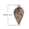 P225 - 10 pcs. Snake Skin Faux Leather Dangle Charms Pendants - Pinch Leaf - Beige Black - Silver Tone Jump Ring - 62mm (2.5") - Double Sided