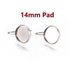 E741 - 10 pcs. 304 Stainless Steel Earring Hooks Settings Bezels Cabochons - 14mm Glue Pad Setting