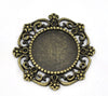 P449 - 10 pcs. Antique Bronze Cameo Bezel Pendant Circle Settings Trays Cabochons - 14mm Glue Pad Setting (0.55") - 27mm (1.06")