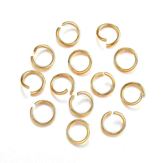 J154 - 20 pcs Stainless Steel Open Jump Rings 8mm - 18 Gauge (1mm Thick) - Gold Plated - High Quality!