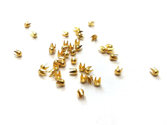 U006 - 100 pcs. - Gold Tone Rivet Stud Spikes - 2.5mm - Metal - 4 Legs