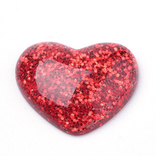 CA706 - 10 pcs Druzy Resin Embellishment Cabochons - 16mm x 14mm - Glitter Style - Assortment - Solid - Heart