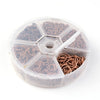 J311 - 1600 pcs. Assortment Box of Antique Copper Open Jump Rings 4mm, 5mm, 6mm, 7mm, 8mm, 10mm - 1mm-1.3mm Thick - Plastic Storage Box Included