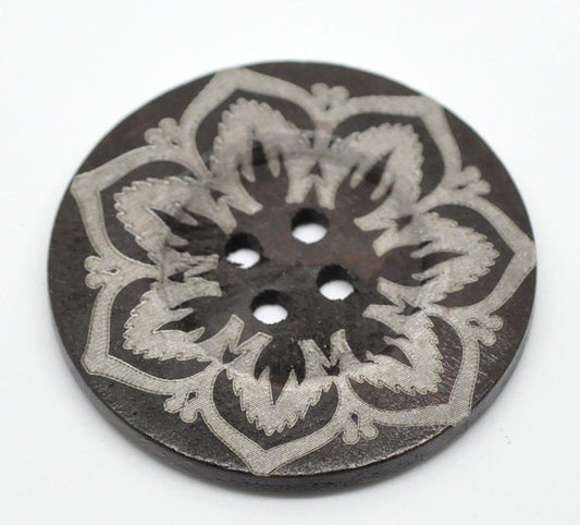 BU022 - 10 pcs Extra Large Wood Buttons - 60mm - 4 holes - Design C