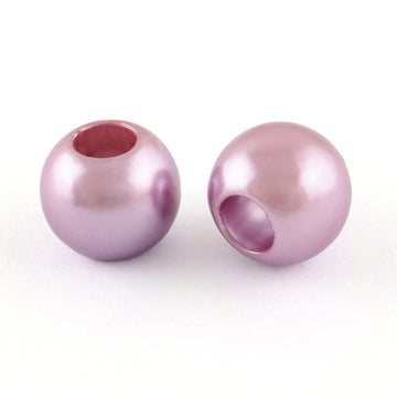 BD571 - 100 pcs Mauve Smooth ABS Plastic Ball Spacer Beads - 12mm - Large Hole: 5mm - Fits European Cords and Paracord!