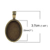 P2211 - 10 pcs. Antique Bronze Oval Pendant Picture Photo Frame Bezel Setting Pendants Charms - 25mm x 18mm Glue Pad for Cabochons - 25x18mm