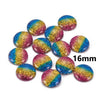 CA911 - 10 pcs Druzy Resin Embellishment Cabochons - 16mm - Glitter Style - Stripes - Blue, Yellow and Pink - 4.3mm Thick