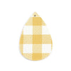 P1088 - 10 pcs Yellow and White Faux Leather Dangle Pendants - Teardrop - Gingham Pattern - 56mm (2.2") -Great for Earrings or Dangles! Double-Sided