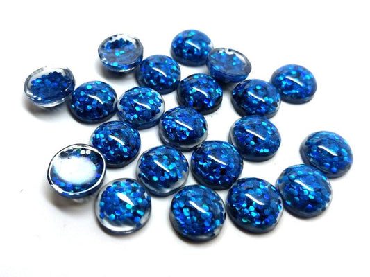 CA606 - 10 pcs Druzy Resin Embellishment Cabochons - 10mm - Glitter Style - Royal Blue