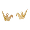 P993 - 10 pcs. Gold Plated 3D Origami Crane Charms Pendants - 27mm x 20mm - Double Sided!