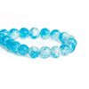 BD292 - 10mm - 80 pcs Blue Clear Crackle Glass Round Beads - 31.5 inch strand - Hole Size: 1.3mm