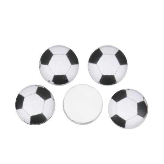 CA732 - 10 pcs Circle Soccer Futbol Football Ball Sports Glass Round Dome Seals Tiles Cabochons - 12mm