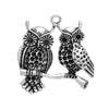P608 - 5pcs. Antique Silver Owl Assortment Charms Pendants - 37mm (1.46") - LARGE