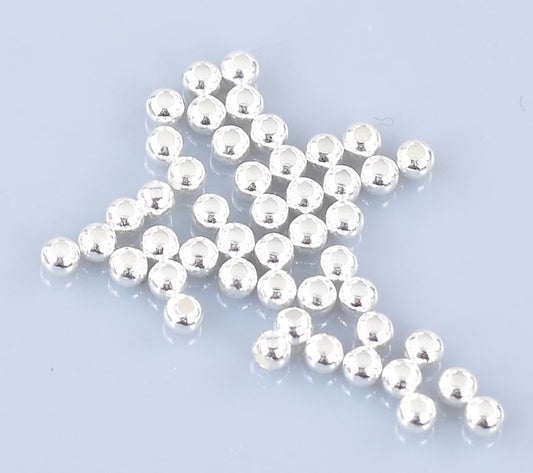 BD400 - 30 pcs 925 Sterling Silver Smooth Ball Spacer Beads- 3mm