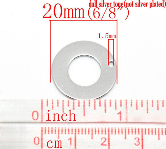 P985 - 10 pcs. Stainless Steel Circle Ring Stamping Tags - 20mm (6/8" inch)