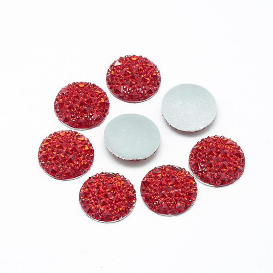 CA095 - 10 pcs Druzy Resin Embellishment Cabochons Red - 10mm - Shimmer Style