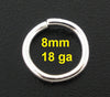 J082 - 400 pcs Silver Plated Open Jump Rings - 8mm - 18 Gauge