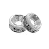 BD005A - 10 pcs Silver Plated Clear Rhinestone Rondelle Spacer Beads - 5mm