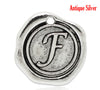 P074 - 5pcs. Antique Silver LARGE Letter "F" Alphabet Letter - 18mm x18mm - Wax Design