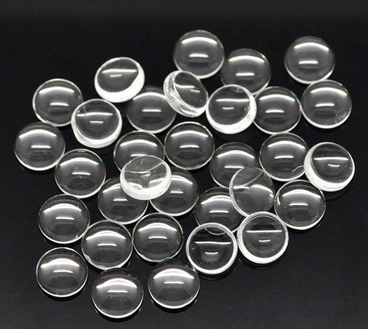 CA279A - Lot of 10 Circle Clear Round Glass Dome Seals Tiles - 8mm (0.3 in)