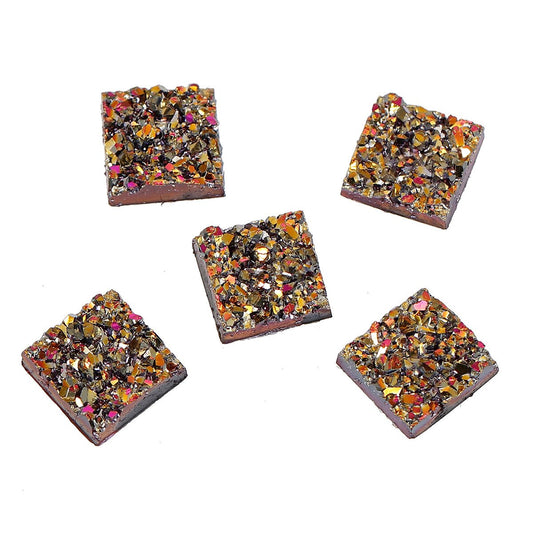 CA204B - 100 pcs Druzy Resin Embellishment Cabochons Magenta Red Pink Multicolor AB - 12mm - Square