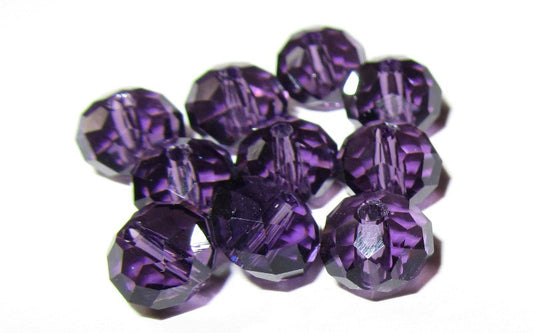 BD659 - 20 pcs Purple Crystal Glass Faceted Rondelle Beads - 8mm - Hole Size: 1.3mm