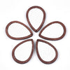 P2106 - 4 pcs. White and Brown REAL Leather Cowhide over Wood Dangle Pendants - Rattan - Teardrop - 46mm (1.81") - Great for Earrings or Dangles!
