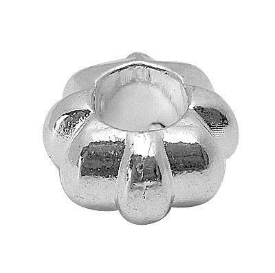 BD689 - 50 pcs Silver Tone Corrugated Striped METAL Rondelle Spacer Beads - 12mm - Large Hole: 5.5mm - Fits European Cords and Paracord!