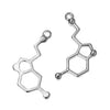 W012 - 10 pcs. Silver Tone Chemistry Science Molecule Serotonin Charms Pendants - 25mm X 13mm - 1 in x 0.5 in
