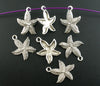 P274 - 10pcs. Antique Silver Tone Beach Starfish Charms Pendants - 22x19mm
