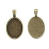 P2211 - 10 pcs. Antique Bronze Oval Pendant Picture Photo Frame Bezel Setting Pendants Charms - 25mm x 18mm Glue Pad for Cabochons - 25x18mm