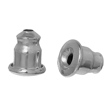 E443B - 1000 pcs (500 Pairs) Silver Tone Ear Nuts - 5.5mm x 5mm - Earring Stoppers! - Bullet Design - High Quality! Hole Size: 1mm