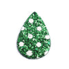 P1192 - 10 pcs. Green Glitter Faux Leather Dangle Charms Pendants - Teardrop - 56mm (2.2") - Great for Light Earrings - Double-Sided - Polka Dots