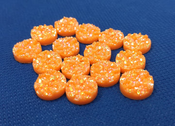 CA761 - 10 pcs Druzy Resin Embellishment Cabochons Orange Neon Multicolor - 12mm