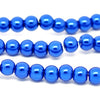 BD103 - 4mm Bright Blue Glass Pearl Imitation Round Beads - 32 inch strand