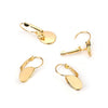 E727 - 10 pcs. (5 pairs) Gold Plated Flat Teardrop Earring Clips Settings Lever Back Bezels Cabochons - 14mm x 10mm Glue Pad Setting - Drop