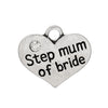 P054 - 4 pcs. Antique Silver "Step Mum of Bride" charm with rhinestone - 17mm X 15mm