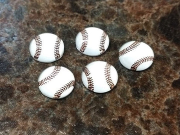 GC003 - 10 pcs Circle Baseball Ball Sports Glass Round Dome Seals Tiles Cabochons - 12mm