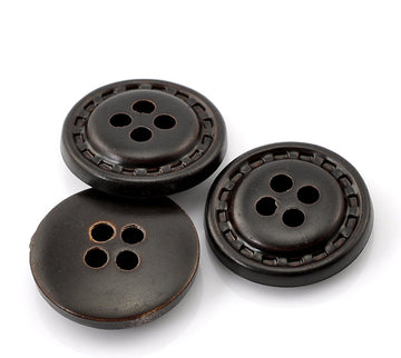 BU003 - 100 pcs Dark Brown Buttons- 18mm (6/8 in) - 4 holes