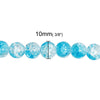 BD292 - 10mm - 80 pcs Blue Clear Crackle Glass Round Beads - 31.5 inch strand - Hole Size: 1.3mm