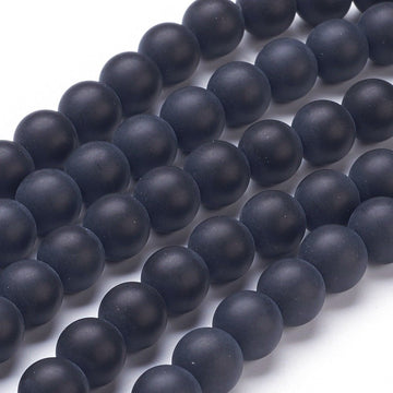 BD350 - 39 Beads - 10mm Imitation Agate Black Frosted Round Beads - 15" strand - Approx 38-39 beads per strand - Hole Size: 1.2mm - Matte