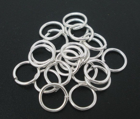 J083 - 100 pcs Silver Plated Open Jump Rings - 6mm - 20 Gauge (0.8mm Thick)