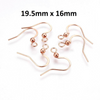 E747 - 50 pcs (25 pairs) 304 Stainless Steel Rose Gold Flat Earring Hooks - 19.5mm x 16mm - High Quality! Hole Size: 2mm