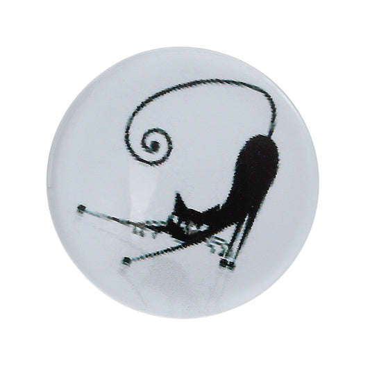 CA280 - 10 pcs Circle Black and White Cat Glass Round Dome Seals Tiles Cabochons - 18mm