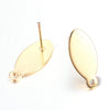 E396 - 10 pcs. (5 pairs) 304 Stainless Steel Oval Earring Posts/Bases/Studs/Settings with Backs - 15mm x 7mm - Golden - Tarnish Resistant
